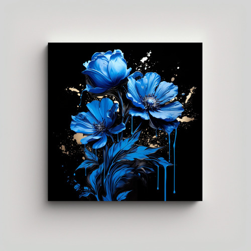 60x60cm Lienzo Creativo Con Colores Negros Y Azules - Decocu