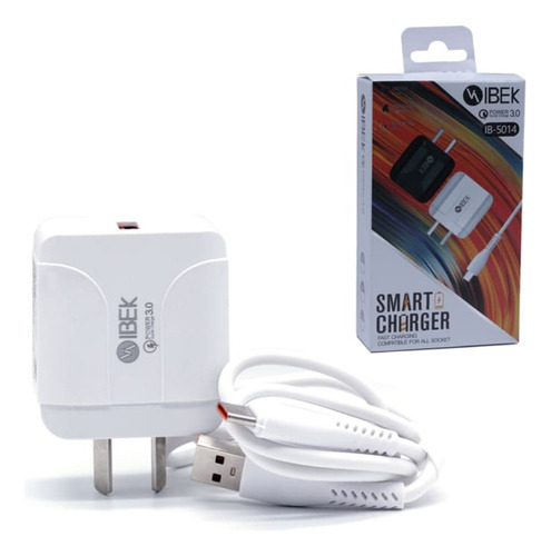 Cargador Usb Tipo C Turbo Quick Charge 3.0 Rapido Celular Color Blanco