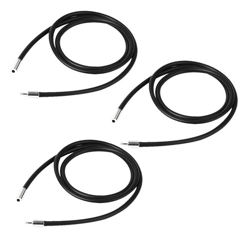 3x Cadena De Cuerda De Collar De Cordón De Caucho Negro Con