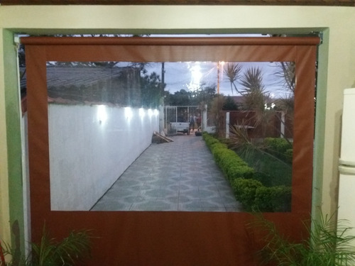 Toldo 2,80 X 2,30 Retrátil Cortina Com Catraca Cor marrom com visor