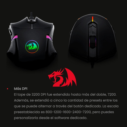 Imagen 3 de 8 de Mouse Gamer Redragon M601-rgb Centrophorus, 7200dpi, 8 Pesas