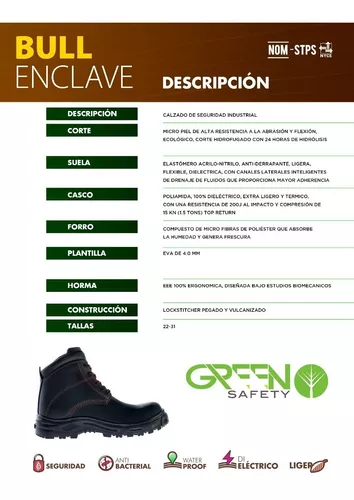 Zapato De Seguridad Green Safety Bull Enclave en venta en Cuautitlán De México por sólo $ 565.00 - OCompra.com Mexico