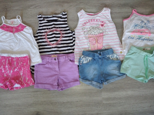 Lote De 4 Conjuntos De Musculosas Y Shorts De Niña. T 4 Y 6.