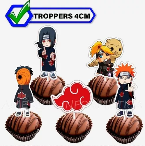 Topo Bolo E Tropper De Doces Naruto Akatsuke Personalizado