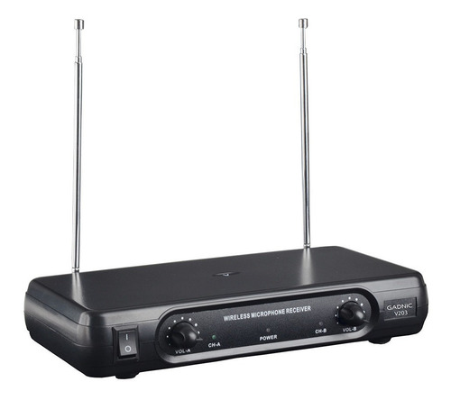 Imagen 2 de 6 de Microfono Vhf Inalambrico Profesional Karaoke Vincha 2 Canal Color Negro