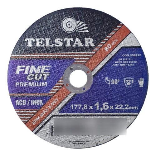 Disco De Corte Telstar 7 Pol. Inox Fine Cut Premium - 25 Pçs