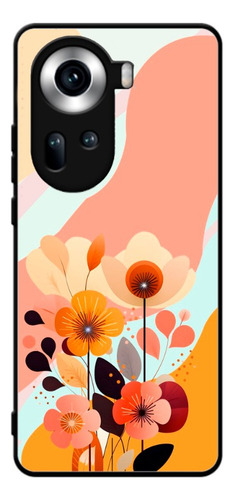 Funda Celular Moda Dama Flores Rosas Naranjas Para Oppo