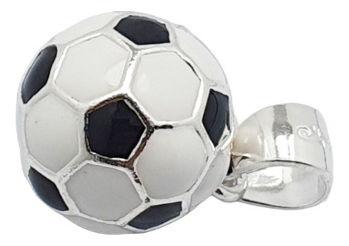 Dije Pelota De Futbol Plata 925  Deporte Negro Y Blanco A3 