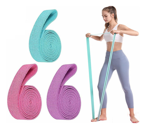  Bandas Largas De Resistencia Tela Set 3 Crossfit 2mt Yoga