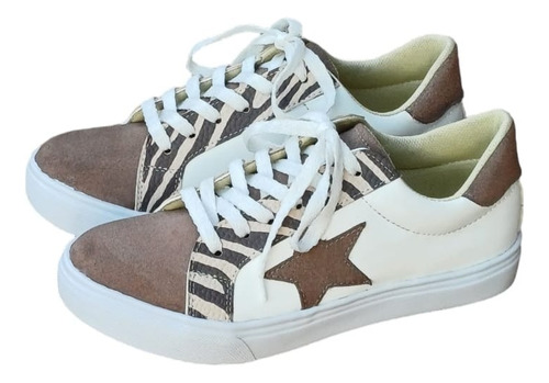 Zapatillas Cuero Y Eco Moda Mujer Forradas Jersey Estrella