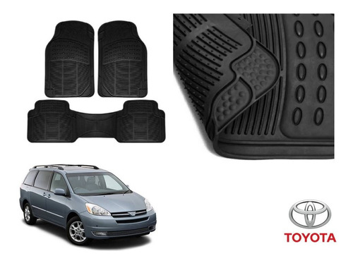 Kit Tapetes 3 Filas Toyota Sienna 2004 A 2010 Rubber Black