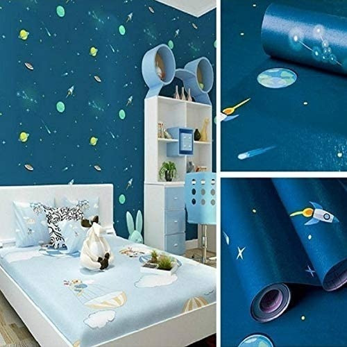 Imagen 10 de 10 de 24. Papel Adhesivo Tapiz Pared Naves Espaciales 45cmx1mt 4