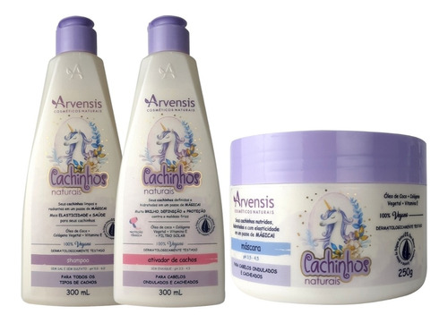 Kit Arvensis Infantil Ondulados Shampoo + Ativador + Mascara