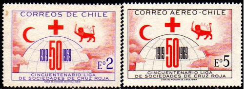 Chile Serie Completa X 2 Sellos Mint 50° Cruz Roja Año 1969