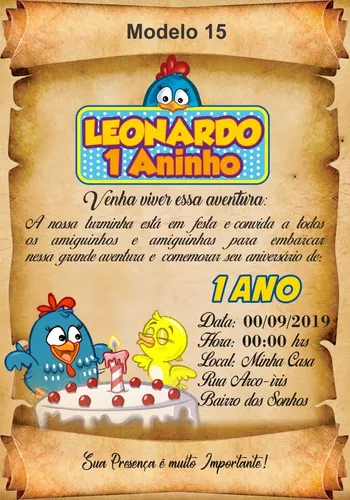 Convite Aniversário Galinha Pintadinha