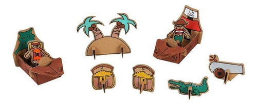 Kit De Pintar Montar Piratas Em Papelão - Eu Amo Papelão