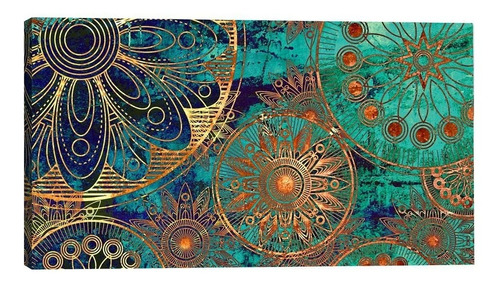 Quadro Decorativo Mandala Azul Turquesa 55x100