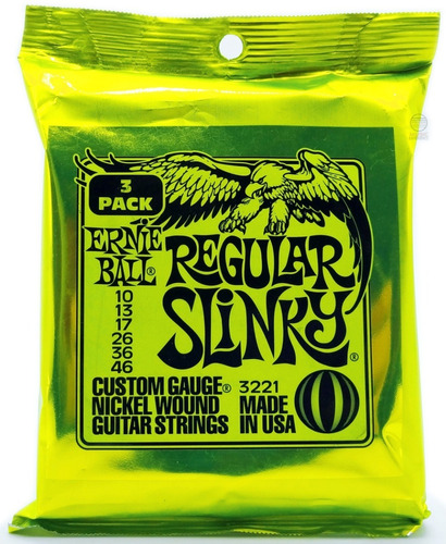 Kit 3 Encordoamento Ernie Ball 010 Guitarra P03221 Regular