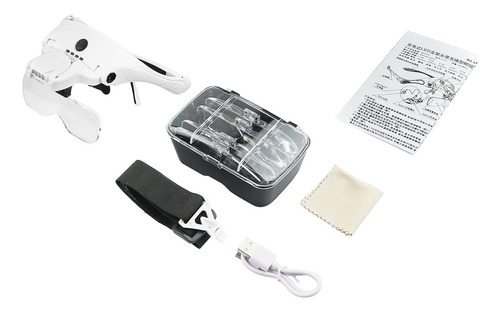 . Lupa Para Diadema Iluminada Con Led, 5 Lentes Desmontables