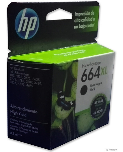 Combo 2 Cartucho Tinta Hp 664xl Negro F6v31al Original Alto