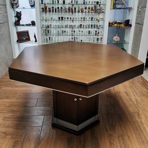 Mesa De Poker Cartas Hexagonal Comedor Puertas Paño Verde