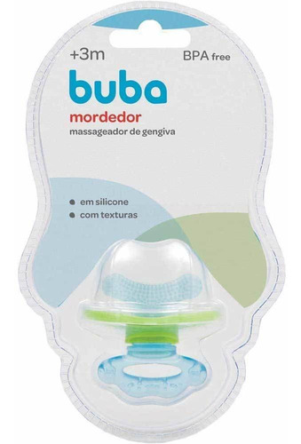 Mordedor Com Massageador De Gengiva Para Bebê - Azul - Buba