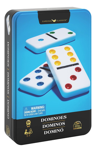 Juego De Domino Doble 6 En Caja Metalica 28 Fichas Con Color