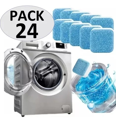 Imagen 1 de 5 de Pack 24 Pastillas Efervescentes Limpieza De Máquina Lavadora