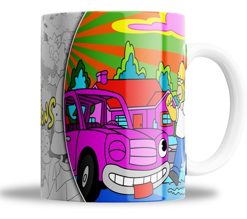 Taza - Ceramica - Simpson - Homero - Auto 