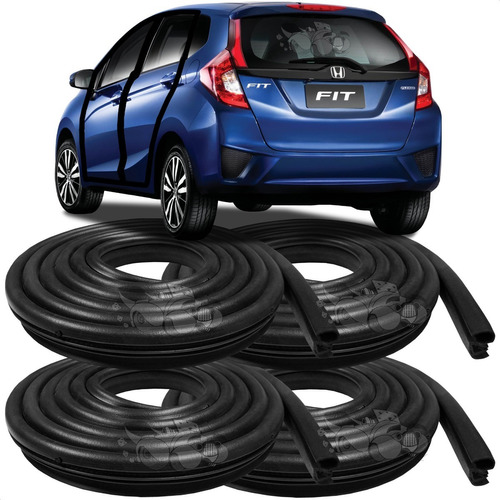 Kit 4 Borracha De Porta Guarnição Honda New Fit 2009 A 2019