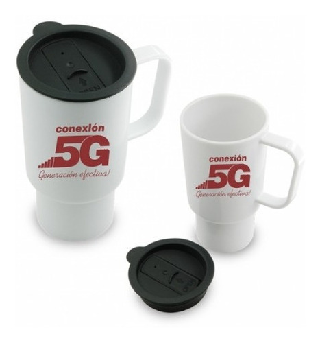 Mugs Con Tapa Grande Con El Logo De Tu Empresa Pack X 48u