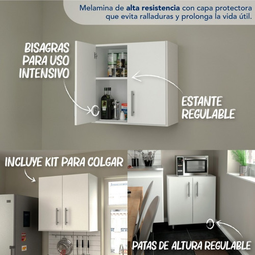 Imagen 7 de 10 de Mueble Módulo Doble 2 Puertas Melamina Centro Estant Cocina