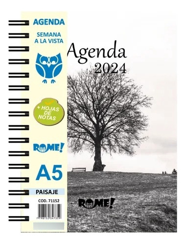 Agenda Anual A6 Hoja  Diaria Espiralada Tapa Dura 11x15cm X1