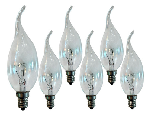 Kit 6 Lâmpadas Vela Bico Torto 40w 127v E12 Clara Luz Qunete Luz Branco-quente
