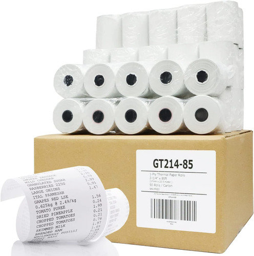 50 2 14 X 85 Rollos De Papel Térmico Para Recibos Clov...