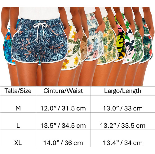Short Para Mujer De Playa Secado Rápido Con Bolsas