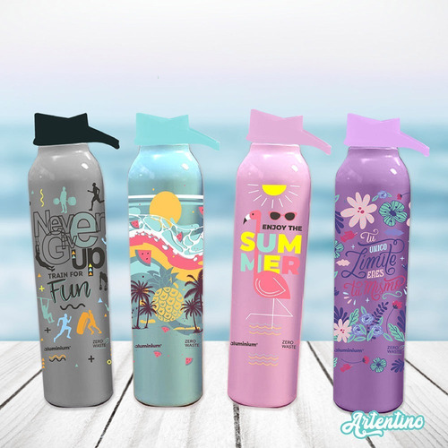 Imagen 5 de 10 de Botella Agua Aluminio Reutilizable Metálica Hombre Mujer