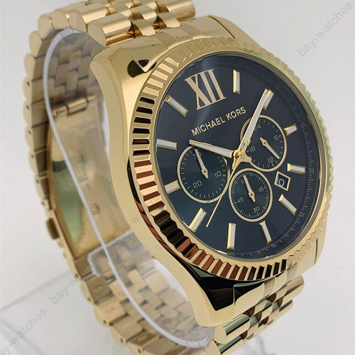 Reloj  Para Hombre Mk8286 Pulsera En Oro Con Esfera Negra