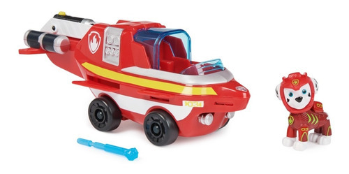 Imagen 3 de 10 de Paw Patrol, Vehículo Transformable De Marshall Con Figura Color Rojo