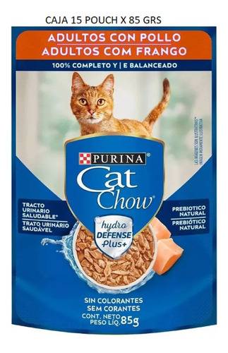 Caja  Pouch Cat Chow Gato Adulto Pollo X 15 Sobres