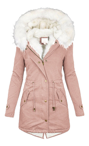Chamarra Acolchada De Felpa Para Mujer Parka Con Forro Polar