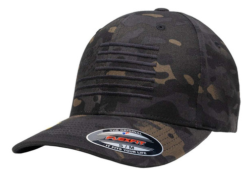 American Flag Blackout Flexfit Gorra Multicámara Negra