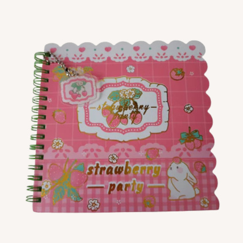 Caderneta Linda Em Espiral Para Meninas - Strawberry Party Cor Rosa