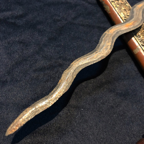 Antiguo Cuchillo Kris Malayo 1850 Madera Y Hierro A326