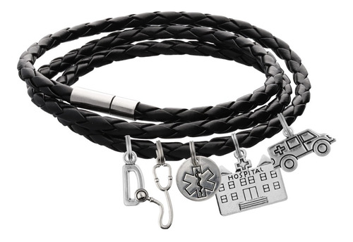 Pulsera Paramédico Dije Ambulancia Estrella Vida Letra Moda