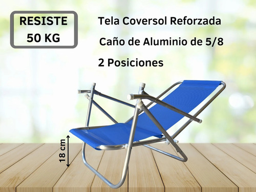 Imagen 5 de 9 de Reposera Niños Aluminio 2 Pos Coversol Kit X2- Disentino®