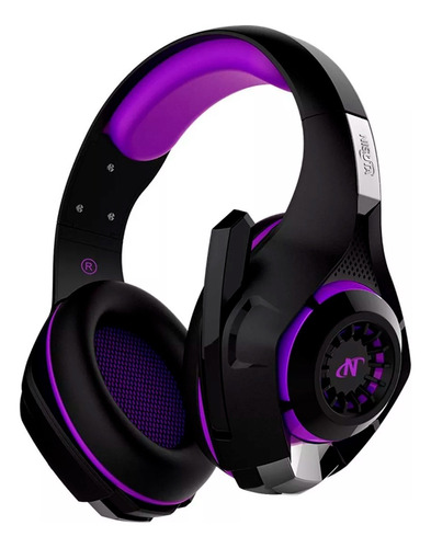 Auriculares gamer Nisuta NSAUG300 negro y violeta