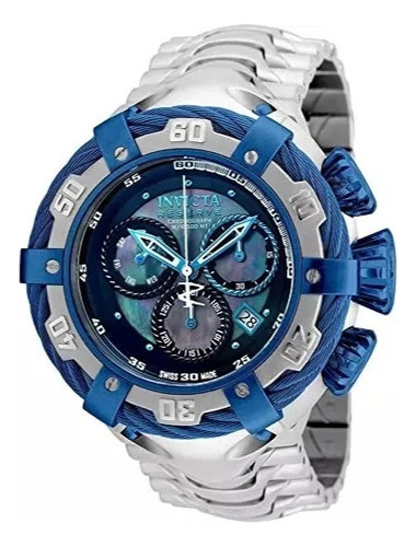 Relógio De Pulso Invicta Thunderbolt 21357 Com Corria De Aço Inoxidável Cor Prateado - Fondo Azul