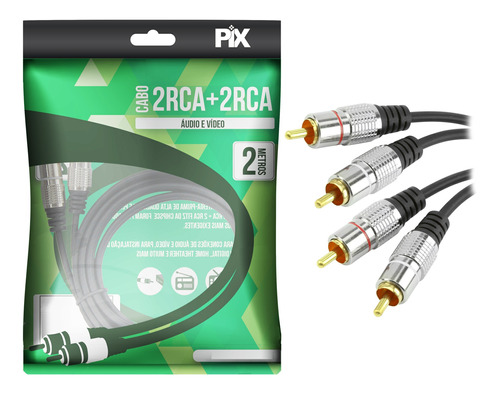 Cabo 2x2 Rca Metal 2 Metros