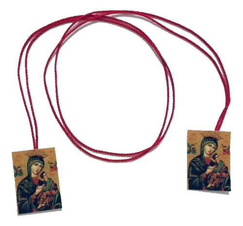 28 Collar Hilo Rojo Escapulario Virgen Del Perpetuo Socorro